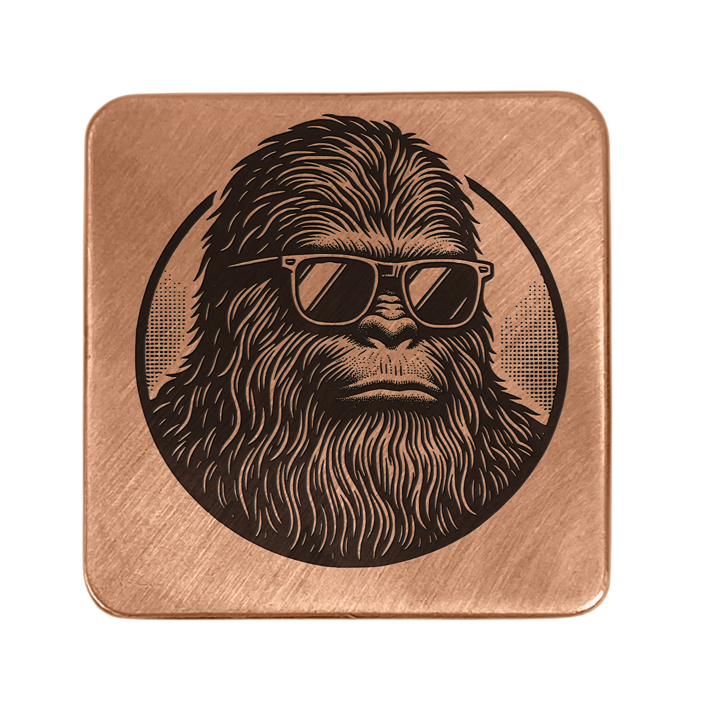 Sasquatch Embossed Copper Square Golf Ball Marker by Sunfish