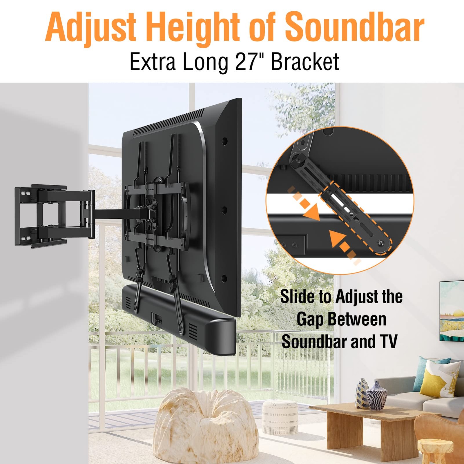 Soundbar Mount, Sound Bar TV Bracket, for Mounting Above or Under TV, Fits Mo...