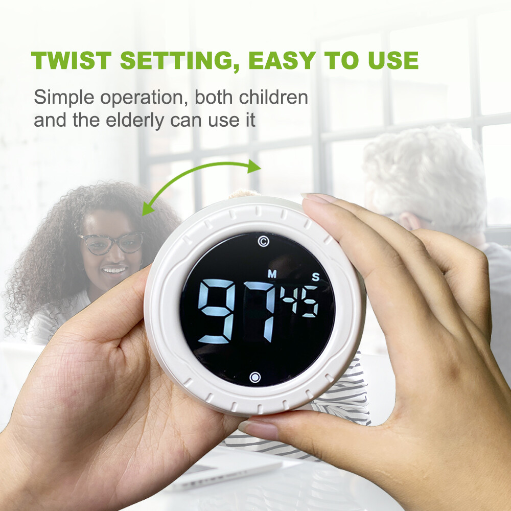 BALDR Digital Twist Kitchen Timer, Magnetic Countdown Count Up Timer LED Display