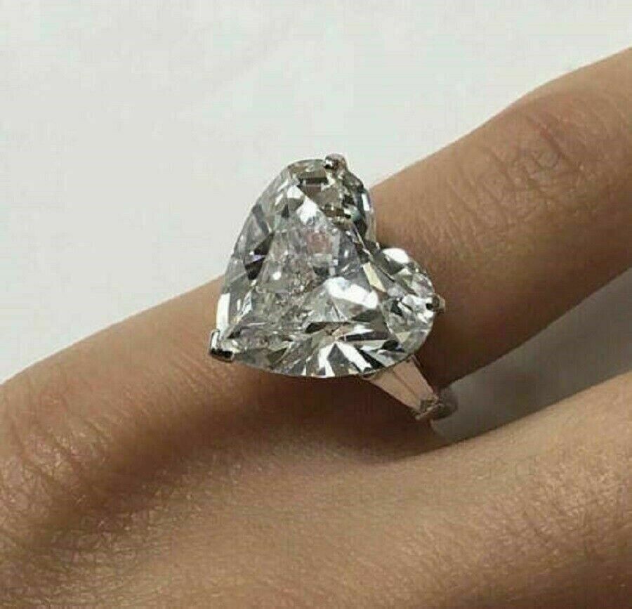 3Ct Lab Created Heart Cut Diamond Solitaire Engagement Ring 14K White Gold FN