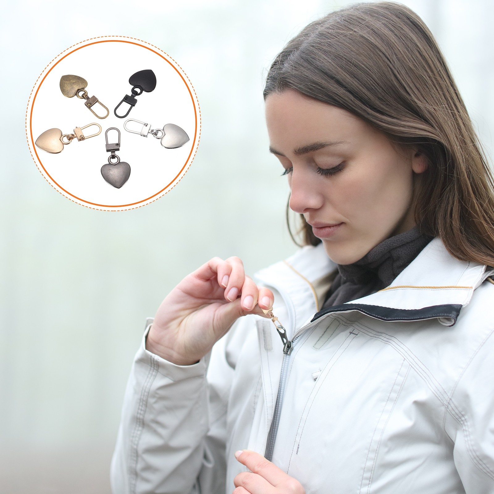 Zipper Pull Charm 10 Pcs Heart Shape Zipper Pull Replacement, Black