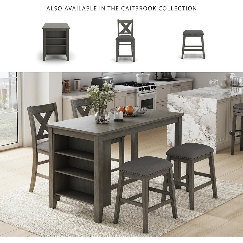 Counter Height Stools Set of 2 Polyester Upholstered Foam Cushioned Acacia Wood