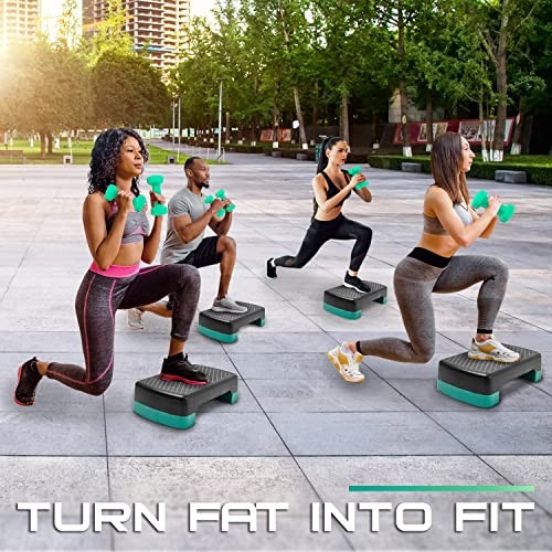 Neo Green Exercise Step Platform Non Slip Adjustable Height for Home Workouts