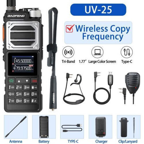 1X Baofeng UV-25 Walkie Talkie Long Range Tri-power Fm Two Way Ham Radio Set New