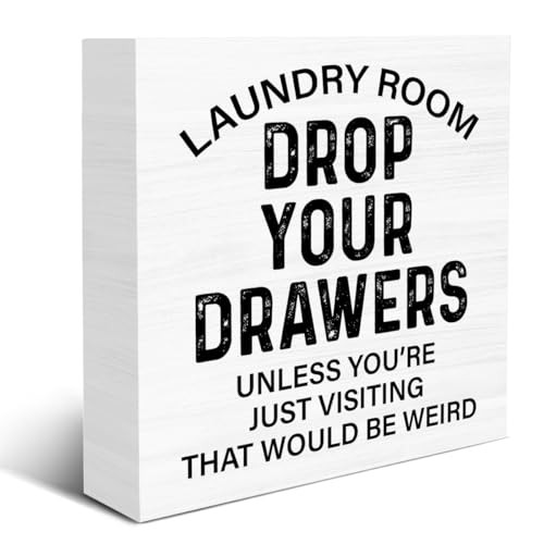 OOINISUU Laundry Sign - Funny Laundry Room Signs Laundry Room Drop Your CF12