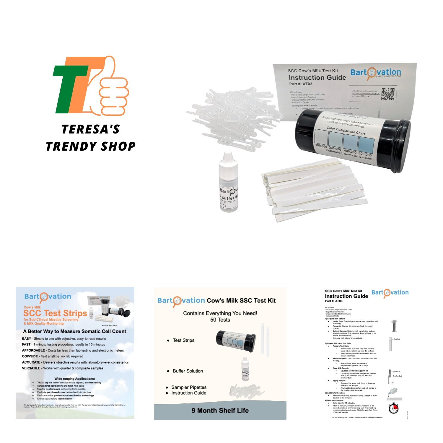 Cow Milk SCC  Kit - 50 Tests for Quick & Accurate Milk Quality Assessment