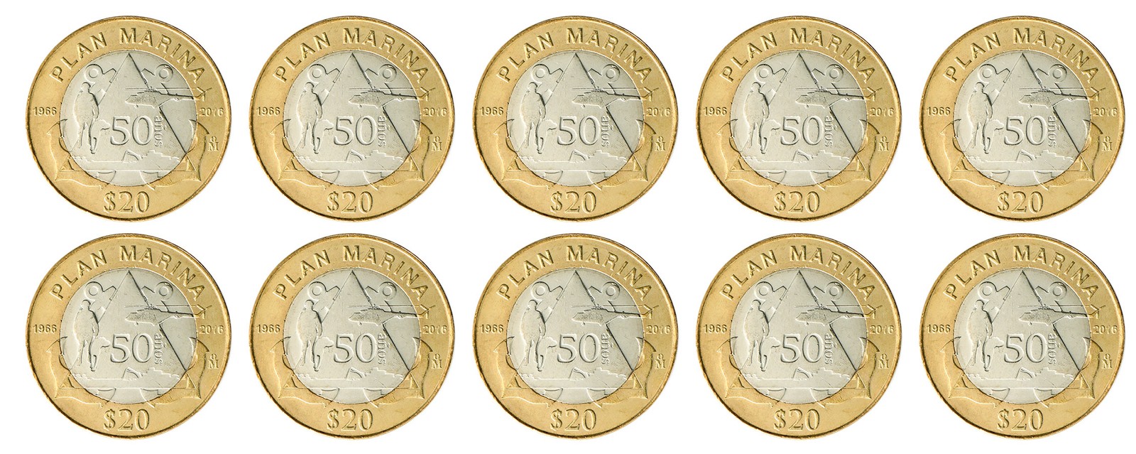 Mexico 20 Pesos, 2016, KM #990, Mint, Commemorative X 10 PCS