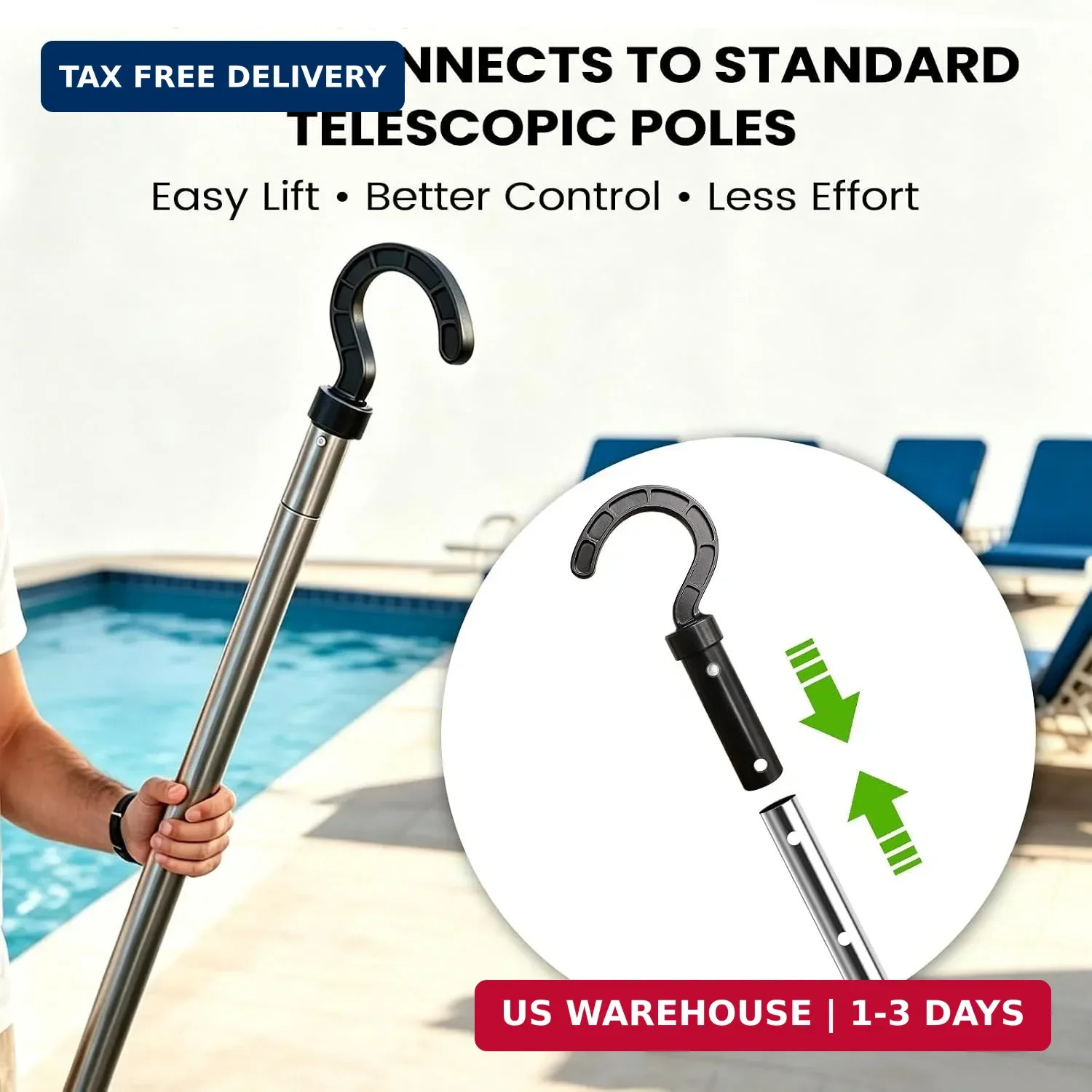 Pool Hooks for Poles, 2 Pack Pool Hook for Robotic Pool Cleaner, Universal Pool