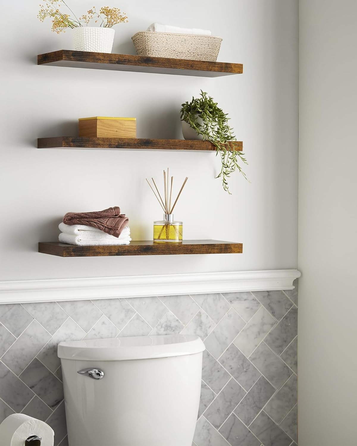 Rustic Brown Hanging Shelves 3 Pack 22.5"