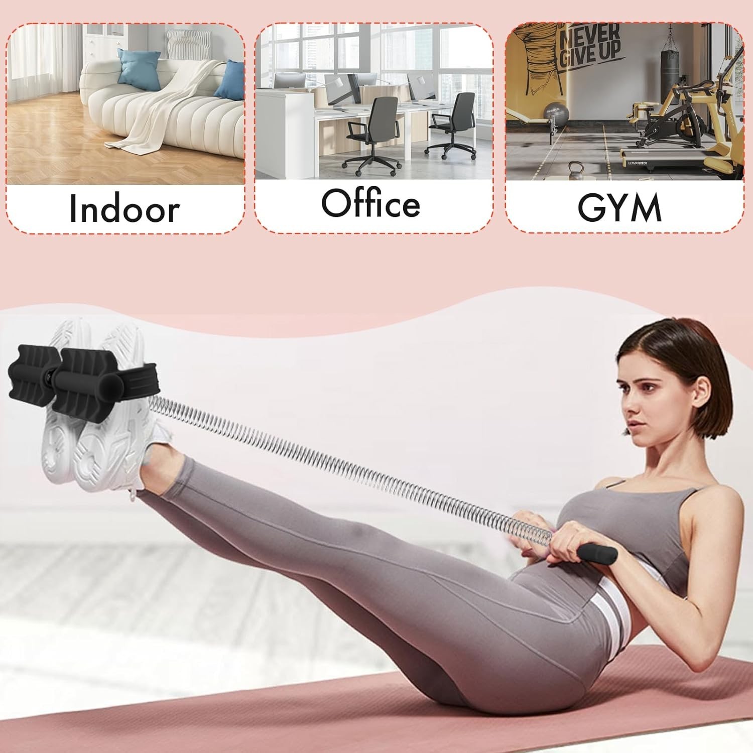 Pedal Puller Resistance Bands with Single Spring – Durable Sit Up Equipment for