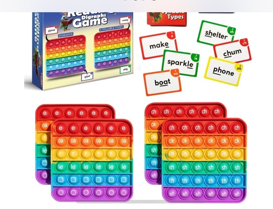THE FIDGET GAME Science of Reading Flash Cards & Popping Mats - Master Digraphs