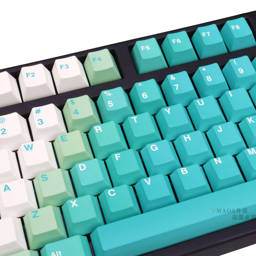 DIY White Green Gradient Theme Keycap Cherry Profile PBT 108 Key for Cherry MX