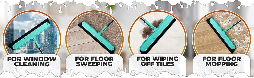 Floor Squeegee - 34.5" Telescoping Squeegee for Window Cleaning with Durable