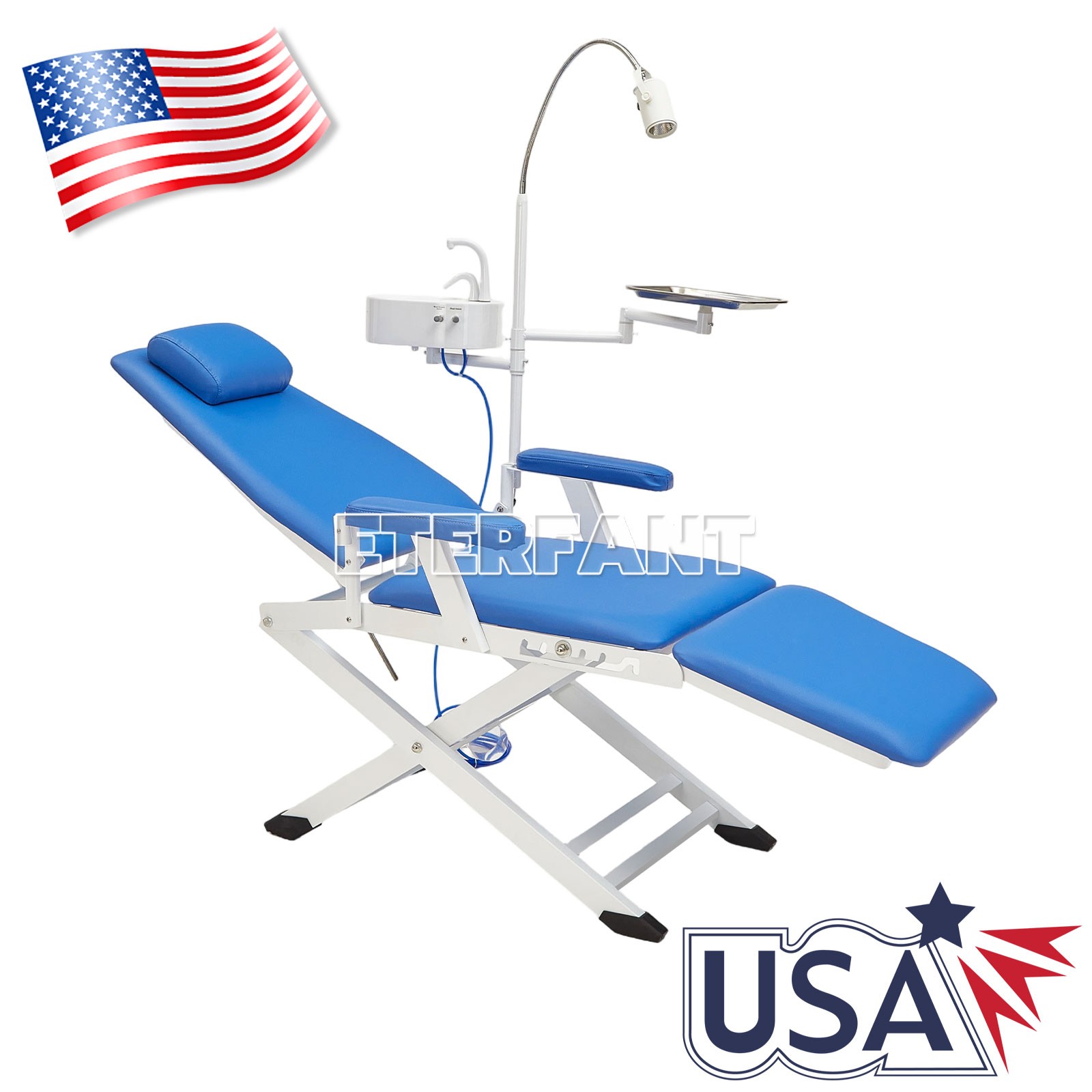 Portable Dental Unit System w/Air Compressor/Adjustable Folding Chair LED Light