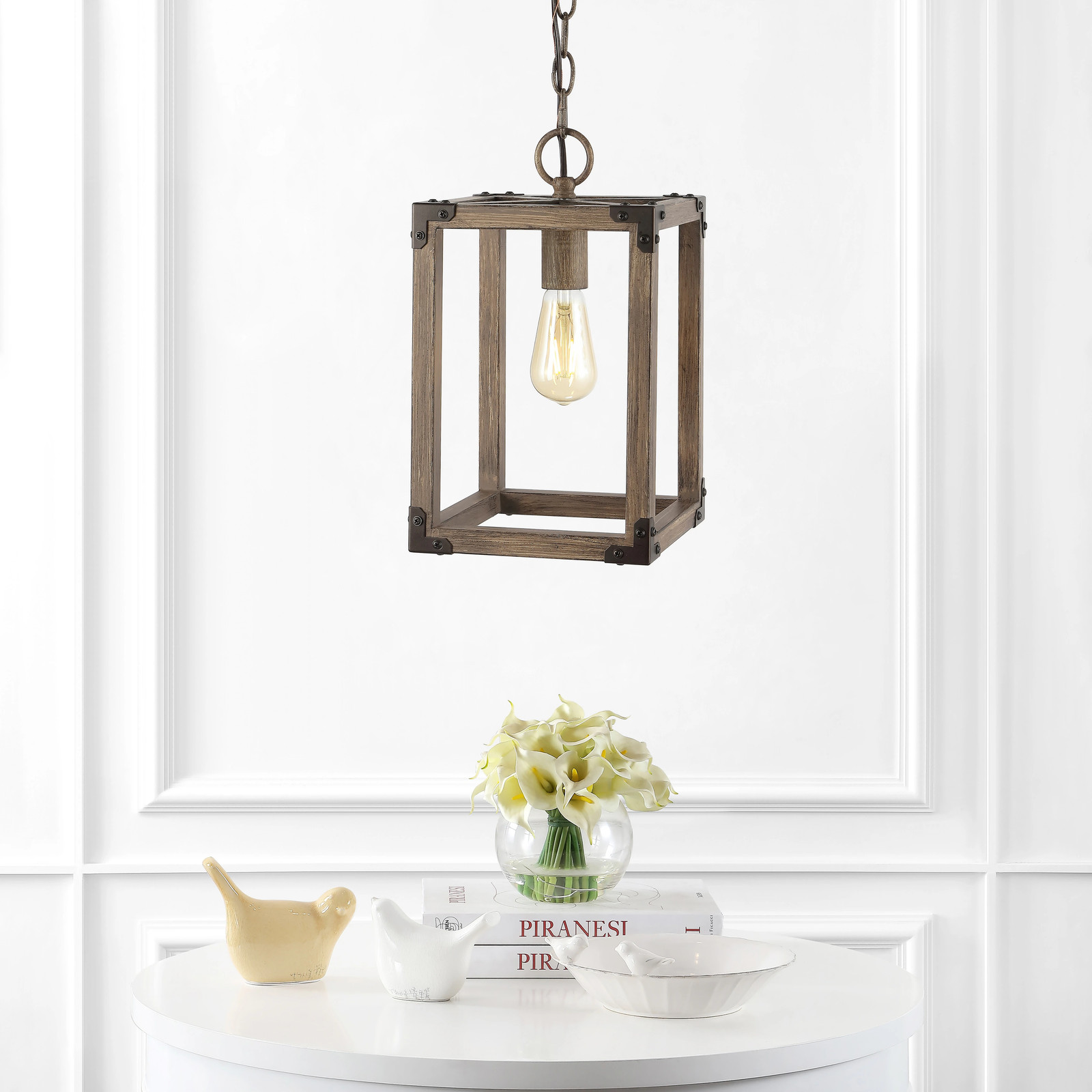 Turing 8.13" Adjustable Iron Rustic Farmhouse LED Pendant, Brown by JONATHAN Y