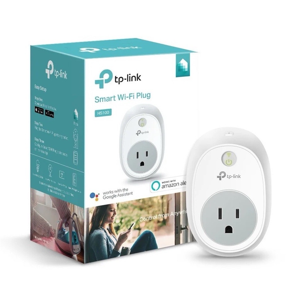 TP-LINK HS100 Smart Wi-Fi Plug, App-Controlled, Alexa Google Assistant, White