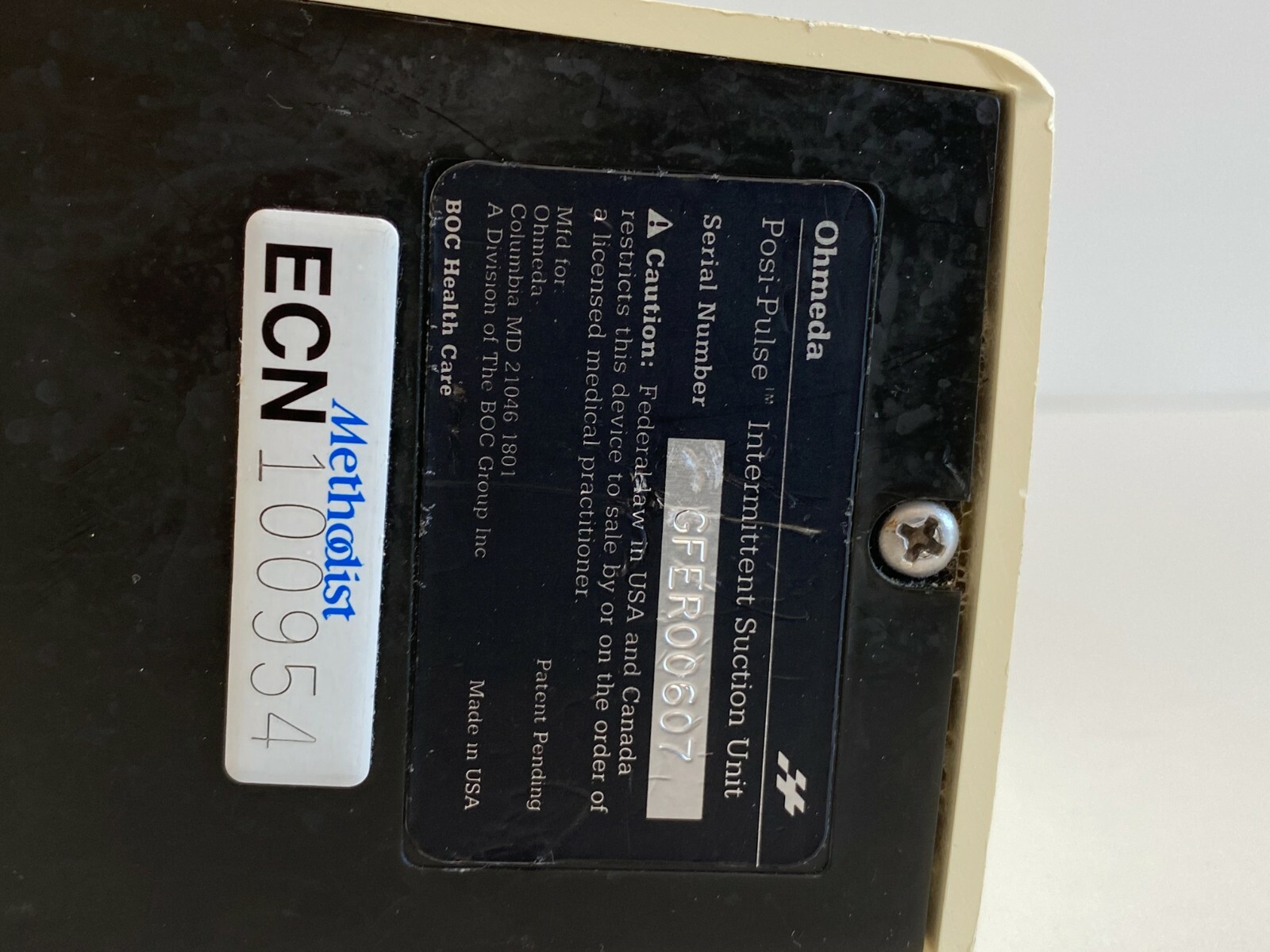 PP30-19: Ohmeda Vacuum Unit - Missing a knob