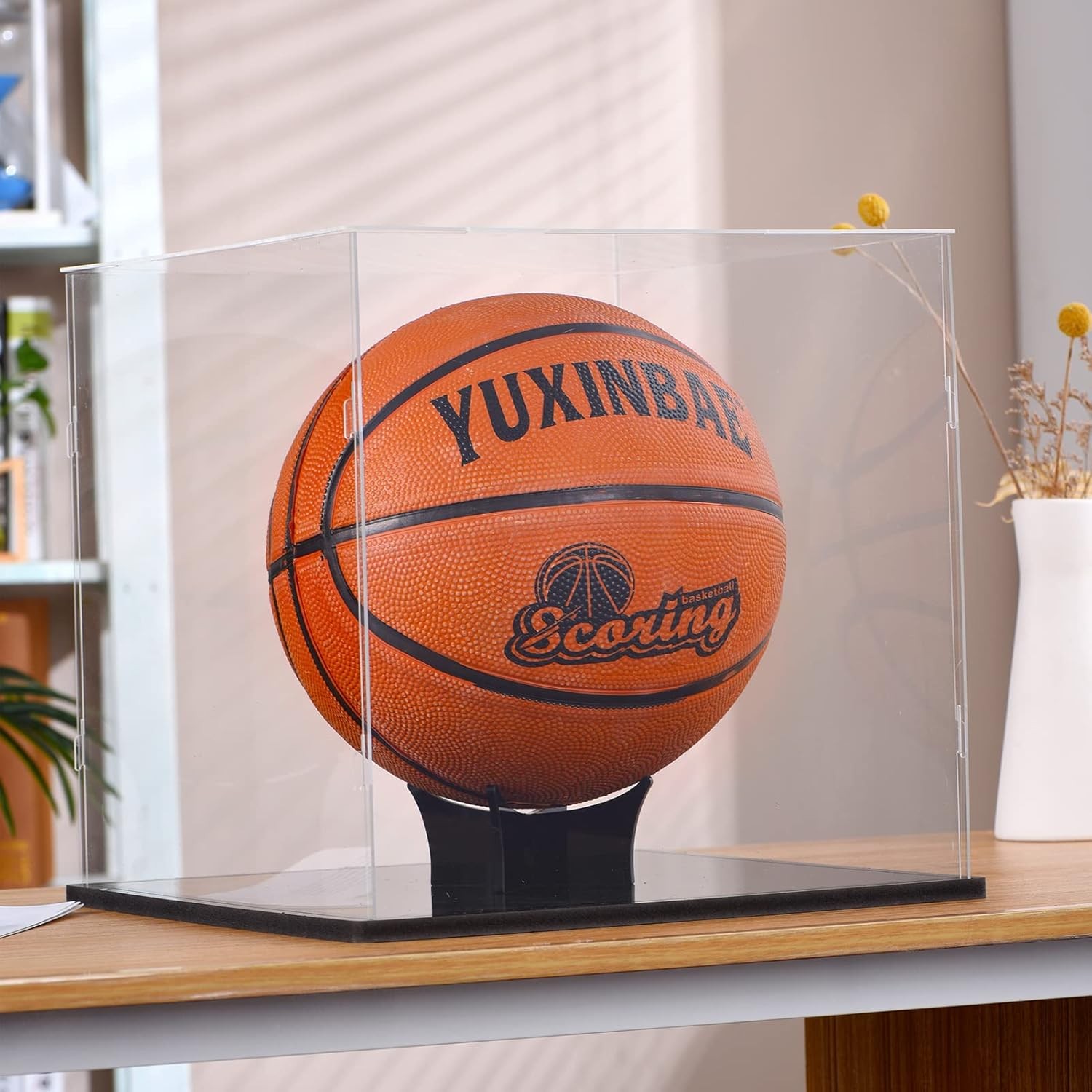 Clear Acrylic Display Case UV Protected Basketball Holder,