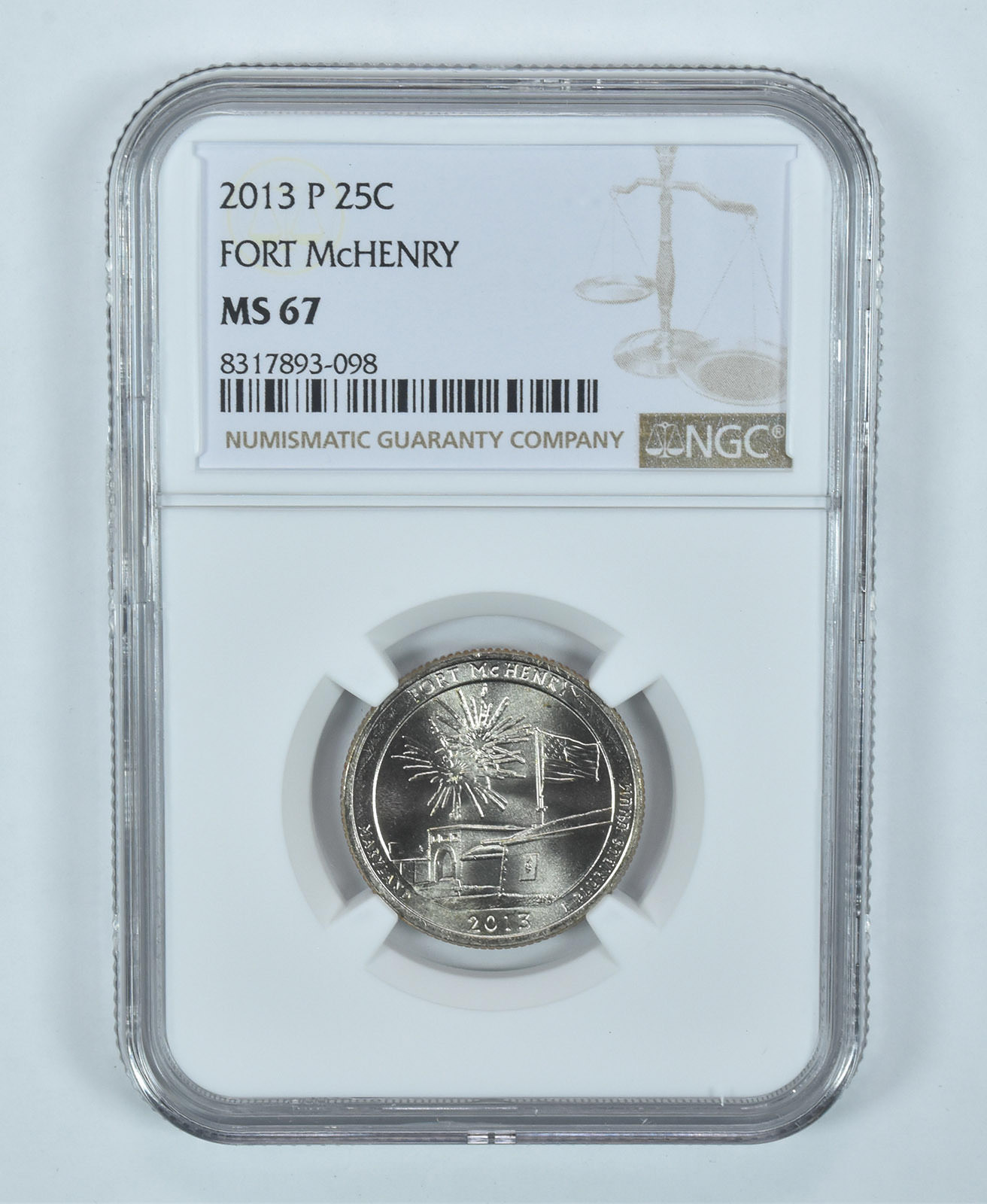 2013-P Washington Quarter Fort McHenry America The Beautiful MS67 NGC
