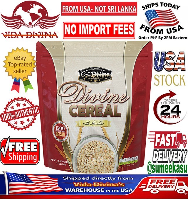 Café Divine Cereal with Spirulina Organic Superfoods 15 Sachets New! Exp.2028🔥