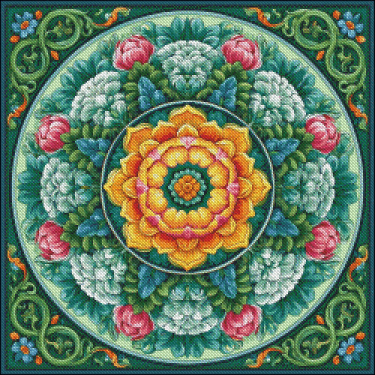 Mandala Pattern 11 DIY Chart Counted Cross Stitch Patterns Needlework DMC Color