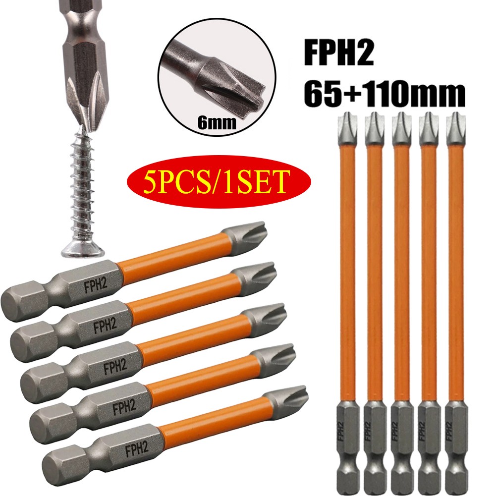 5pcs Strong Magnetic Special Slotted Cross Screwdriver Bit For Electrician FPH2