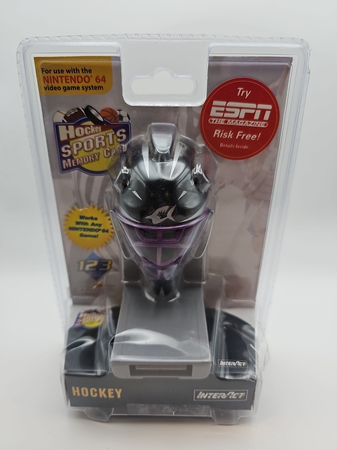NEW  Sealed /Creased HOCKEY MASK SPORTS Memory card for N64 Nintendo 64 A7