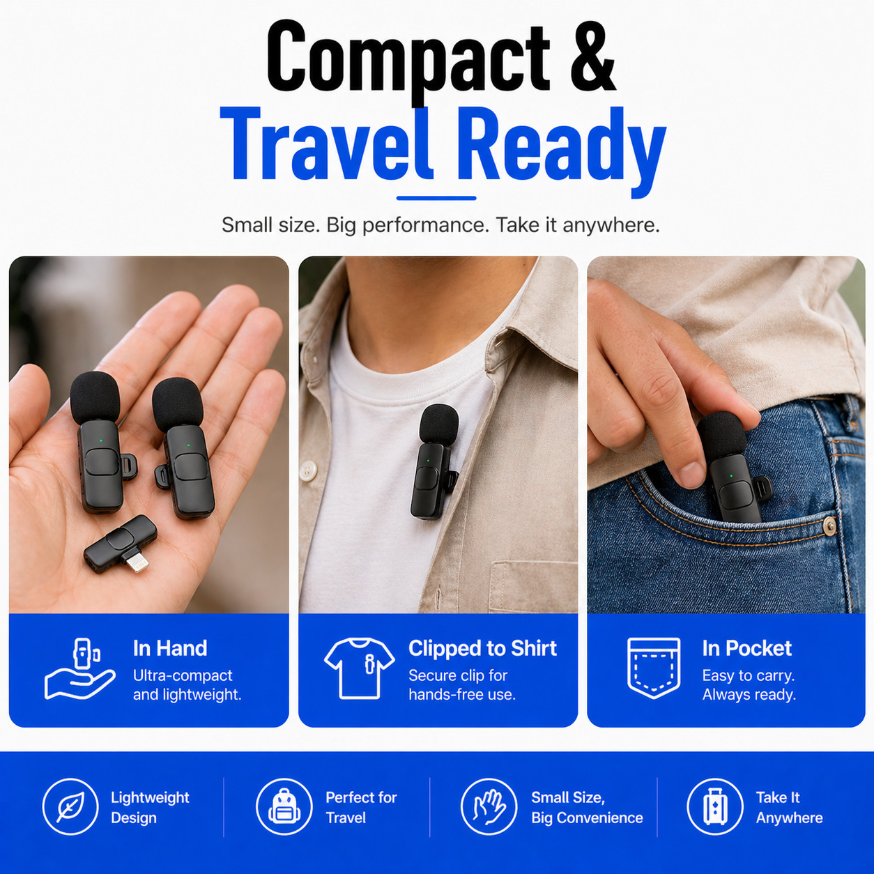 Lavalier Microphone Wireless Audio Video Recording Mini Mic For Android/iPhone