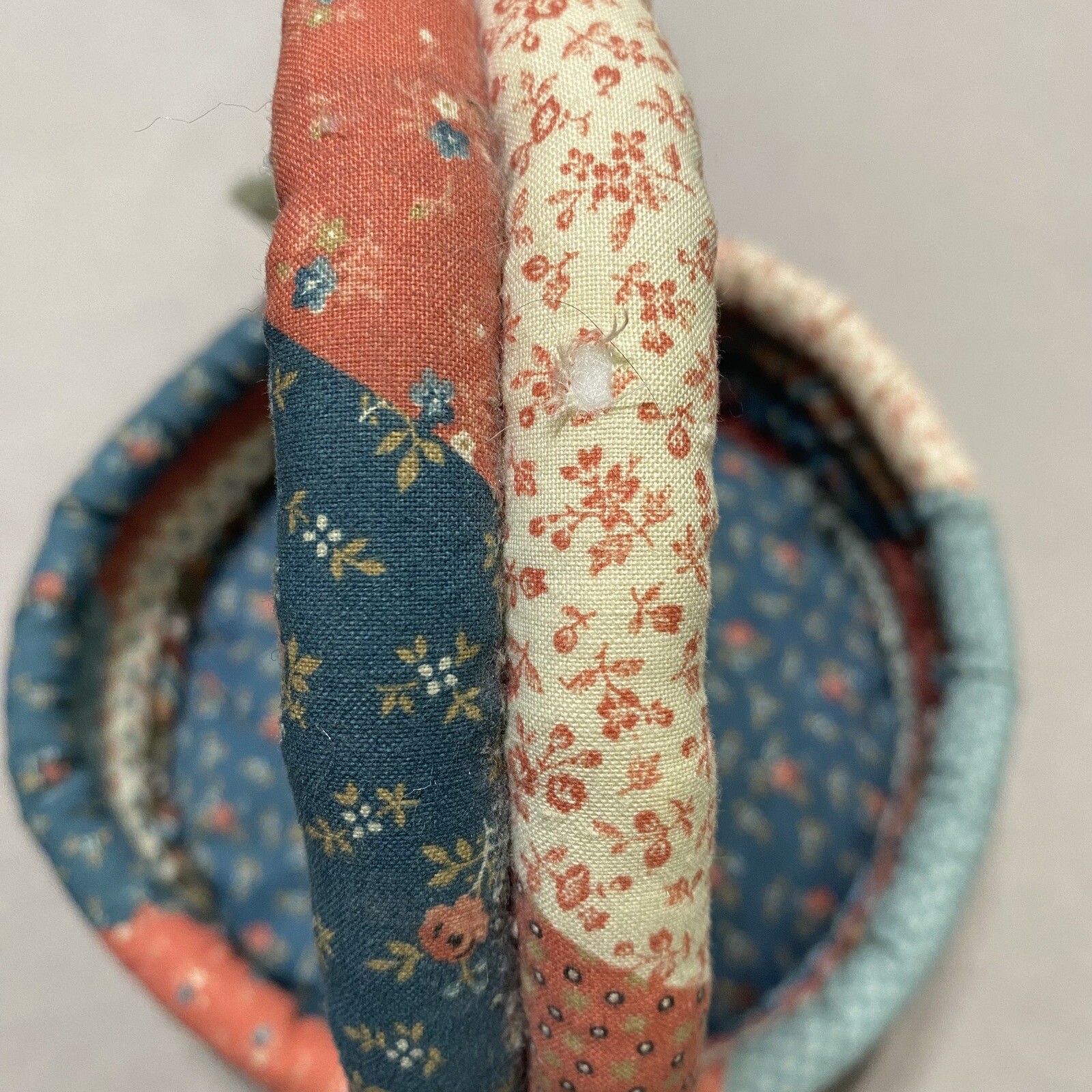 Handcrafted Easter Basket Fabric Bunny Egg / Fabric Quilted Basket