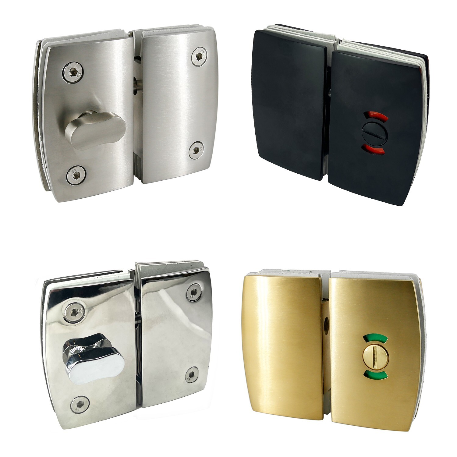 Stainless Steel Glass to Glass Shower Door Lock for 3/8" ~ 1/2" Thickness Glass
