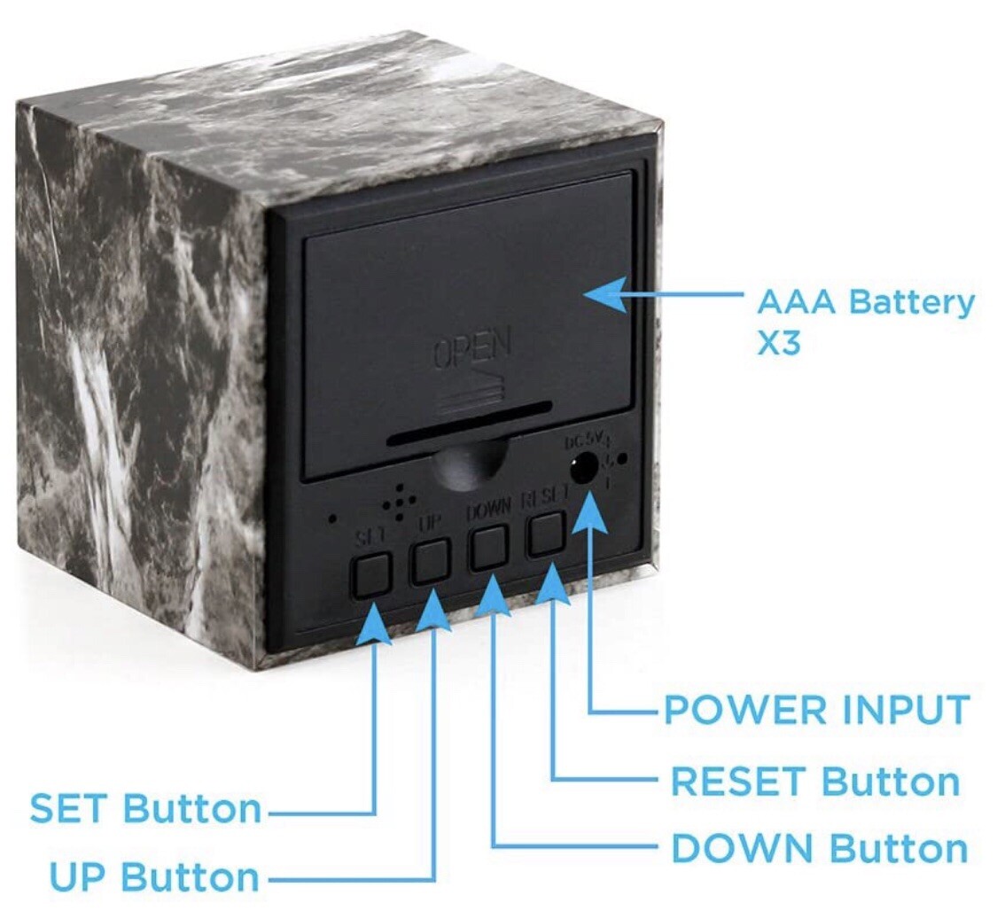 Oct17 Marble Pattern Alarm Clock,Multi-Function LED, USB Power Supply, Timer