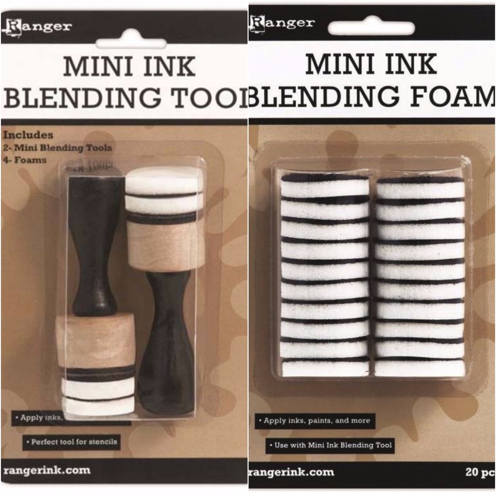 Tim Holtz Ranger 2 MINI INK BLENDING TOOL + 20 MINI ROUND FOAM REFILLS Bundle
