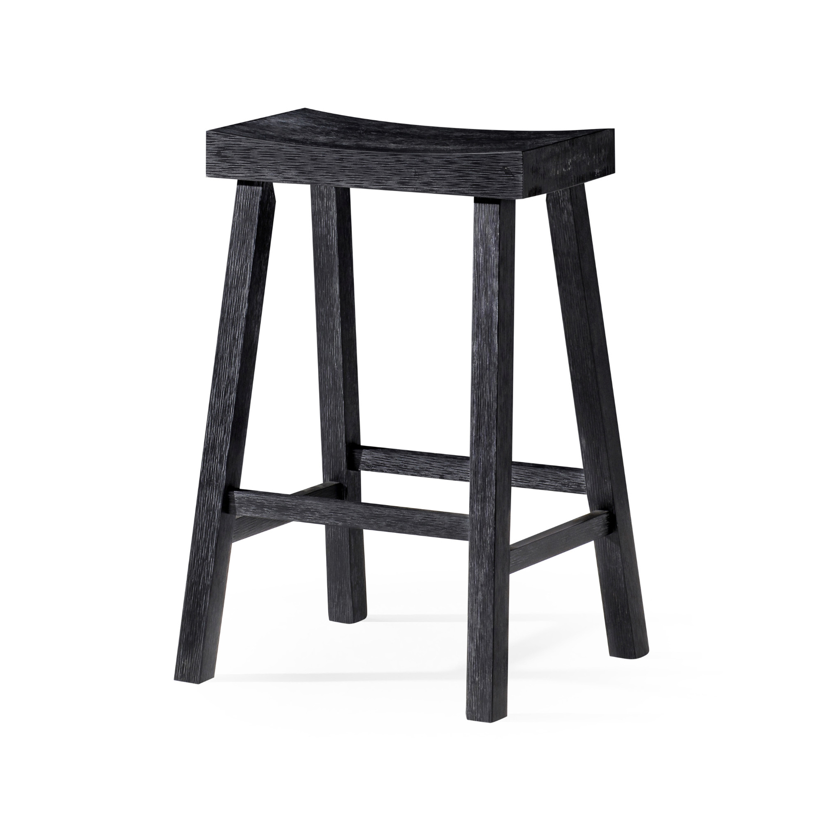 Maven Lane Vincent Wooden Rustic Aesthetic Kitchen Counter Stool, Black Finish