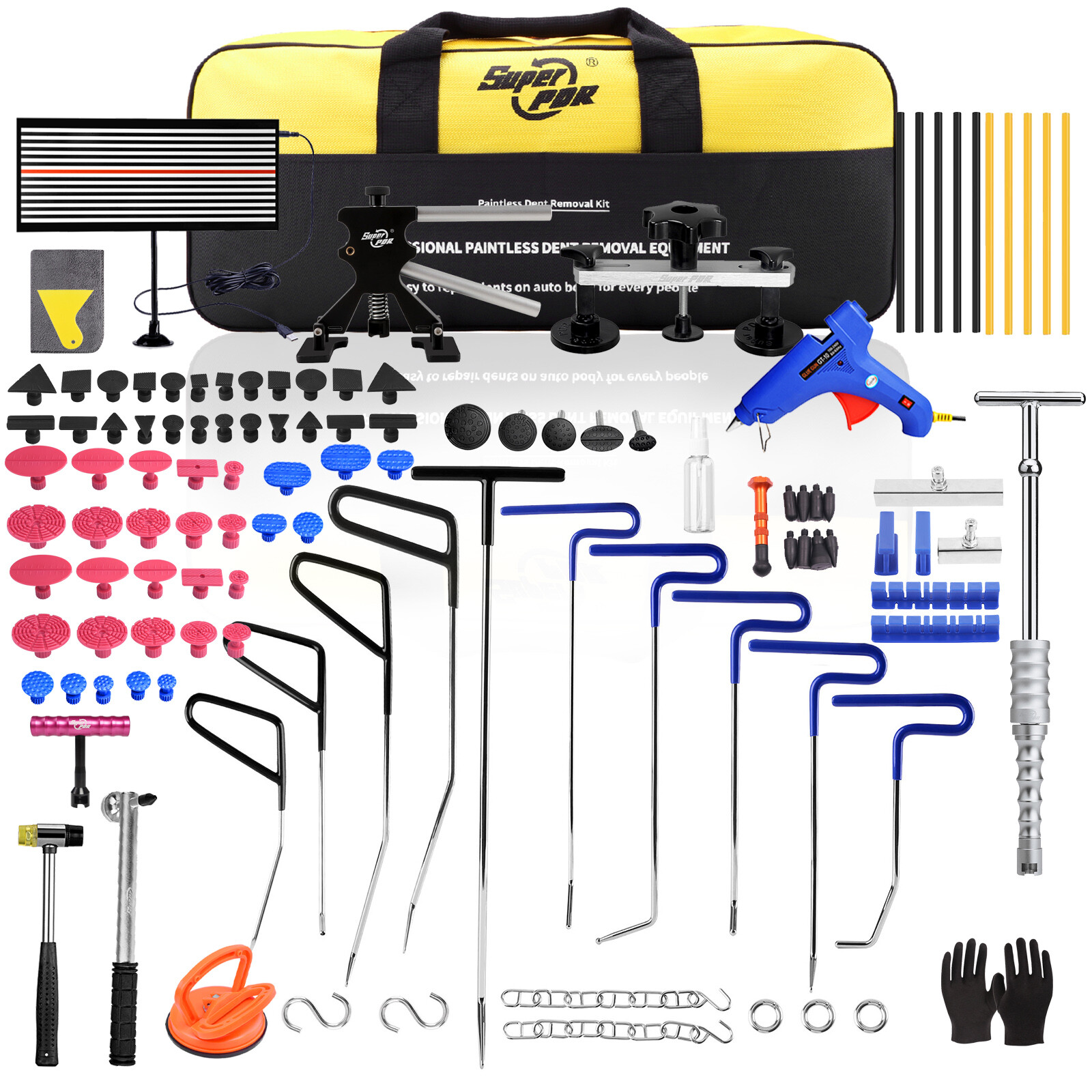 Super PDR 118PCS Auto Dent Puller Bridge Lifter Paintless Hail Damage Repair Kit