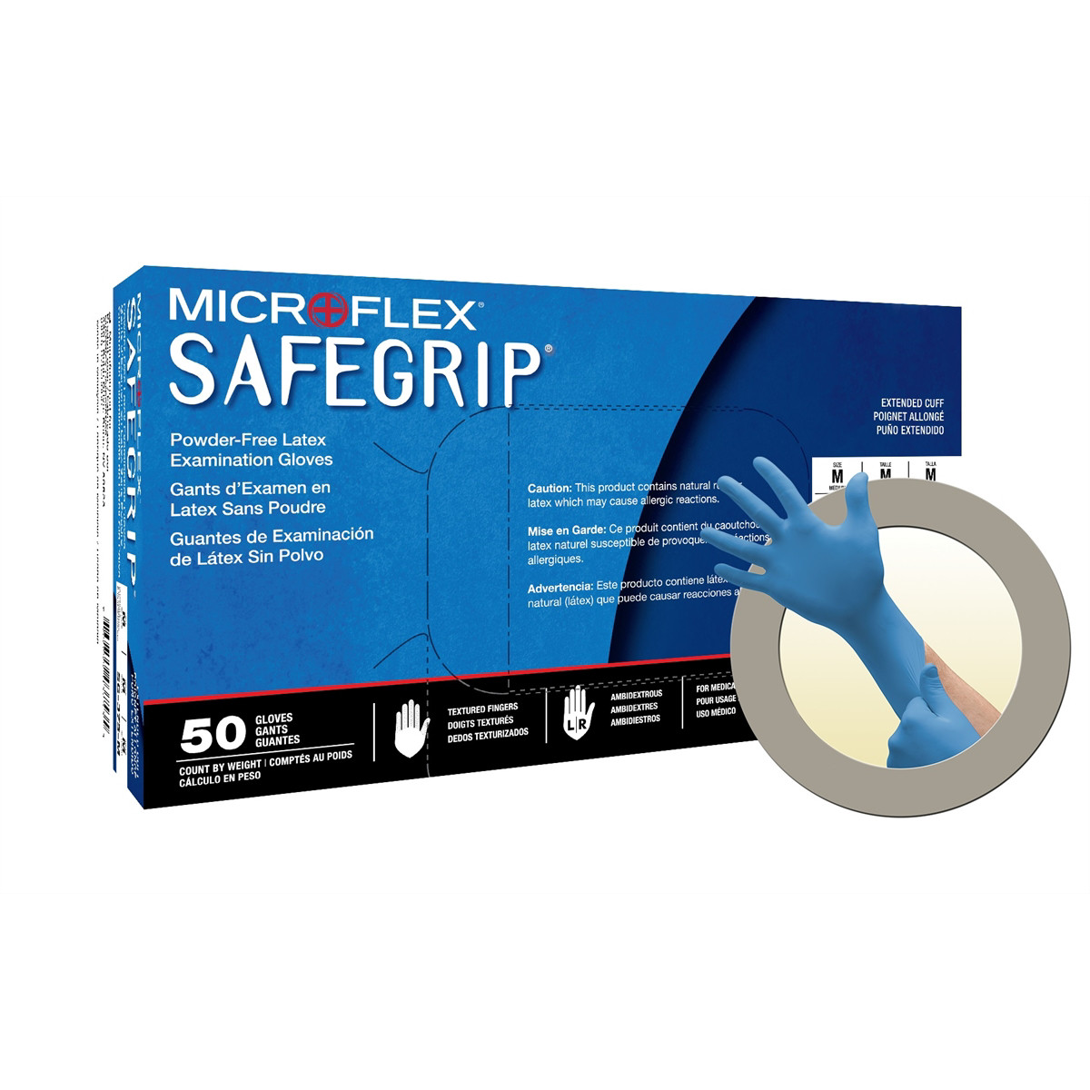 MICROFLEX SafeGrip SG-375 Disposable Latex Gloves, 14.2mil, Blue L, Case of 500
