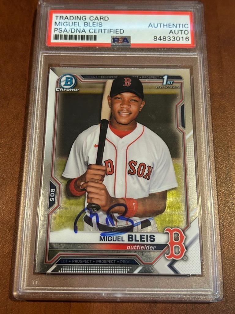 MIGUEL BLEIS BOSTON RED SOX 2021 BOWMAN CHROME #BCP-167 RARE SIGNED PSA/DNA COA