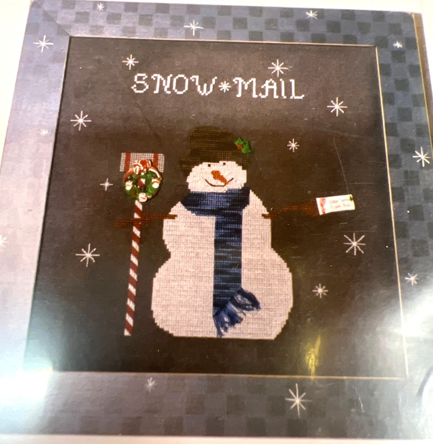 Snowman Cross Stitch Pattern "Snow Mail" By Frances & Me
