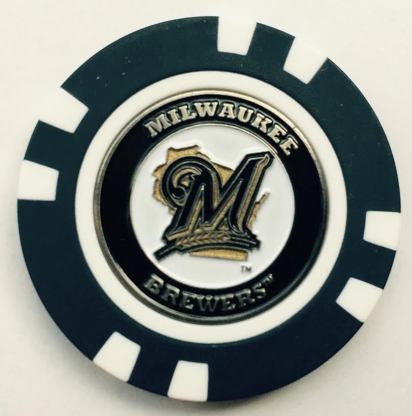 MLB Milwaukee Brewers Magnetic Poker Chip removeable Golf Ball Marker