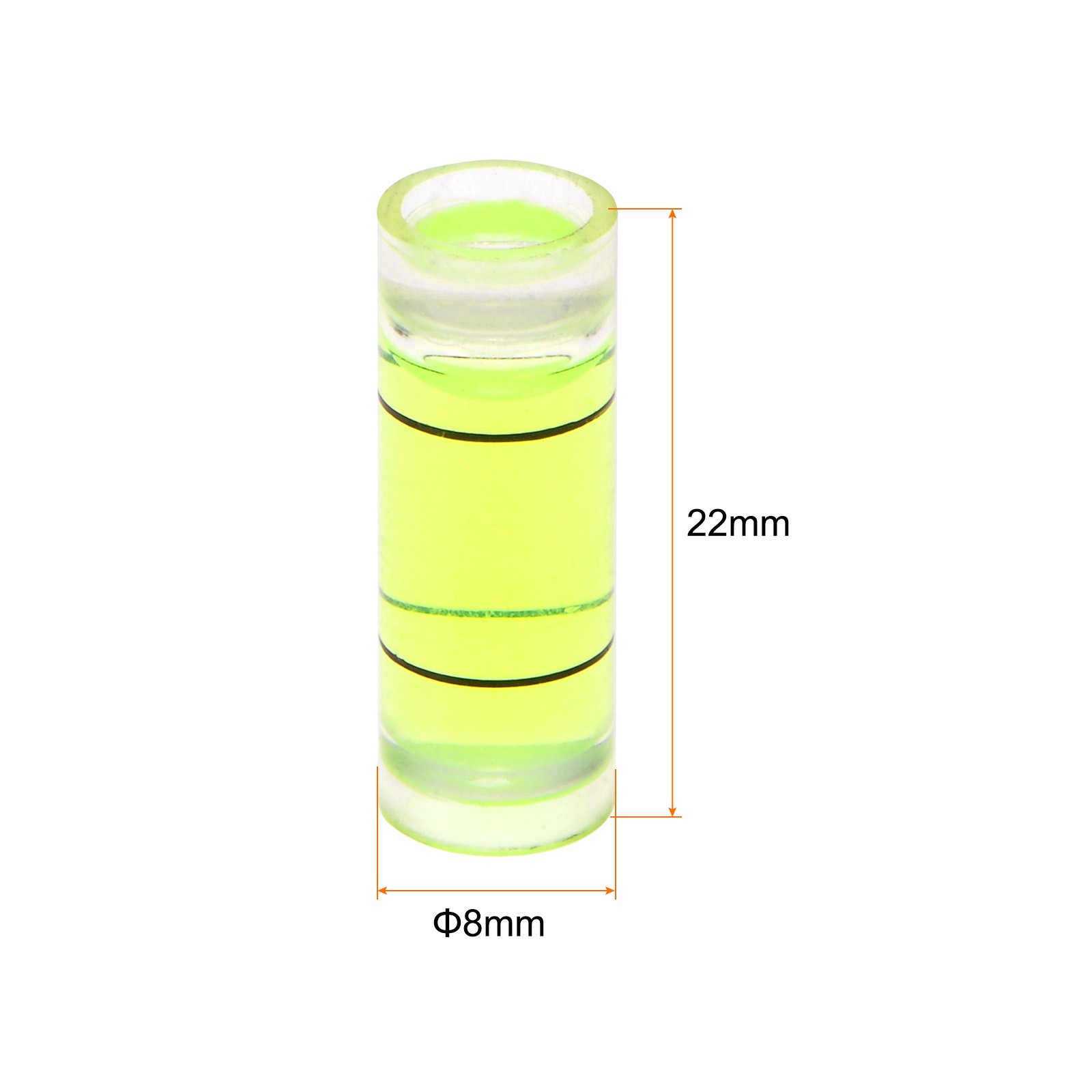 10pcs Small Cylindrical Bubble Level Vials 8x22mm Levels Measuring Tools