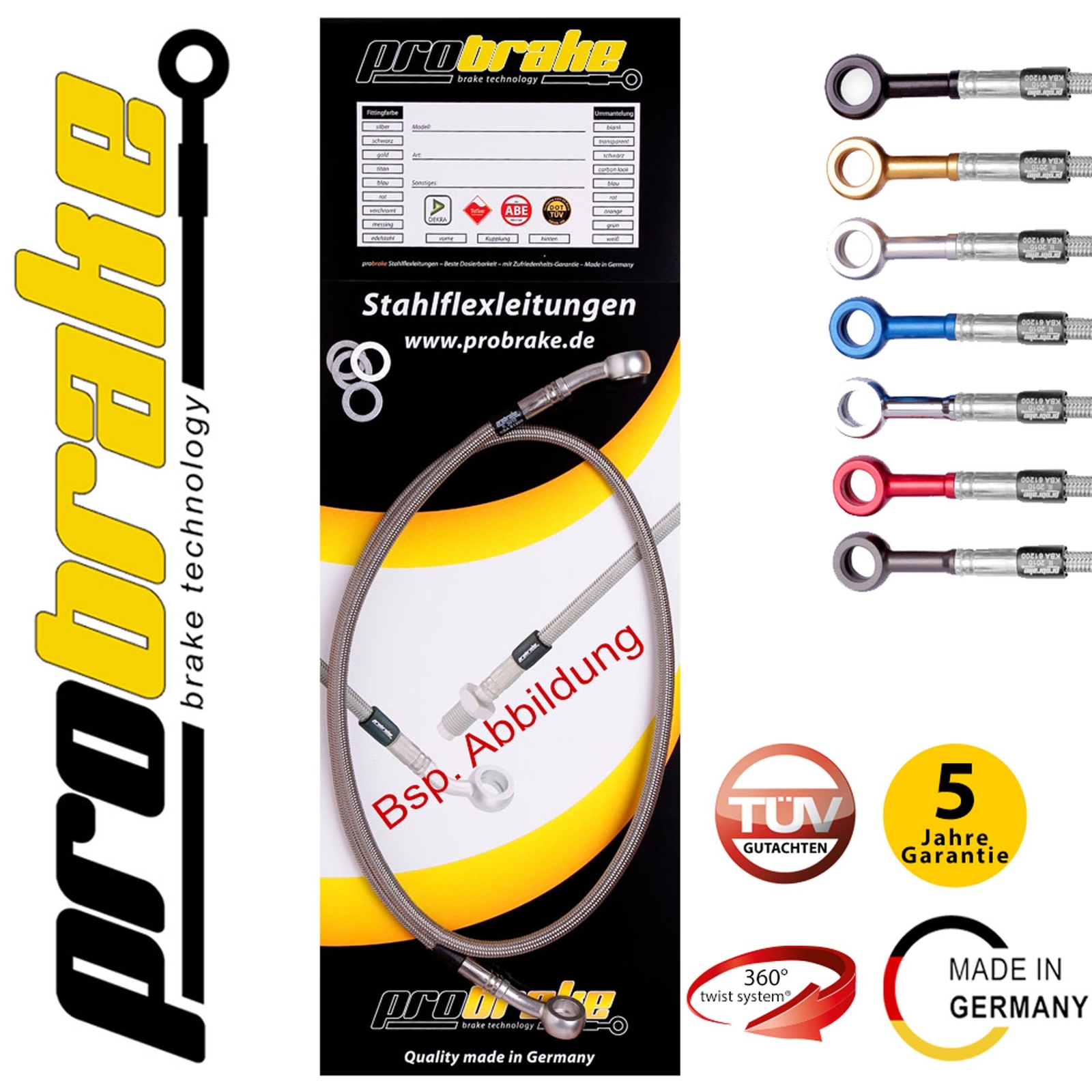 Steel braided brake line clutch line custom made configurator