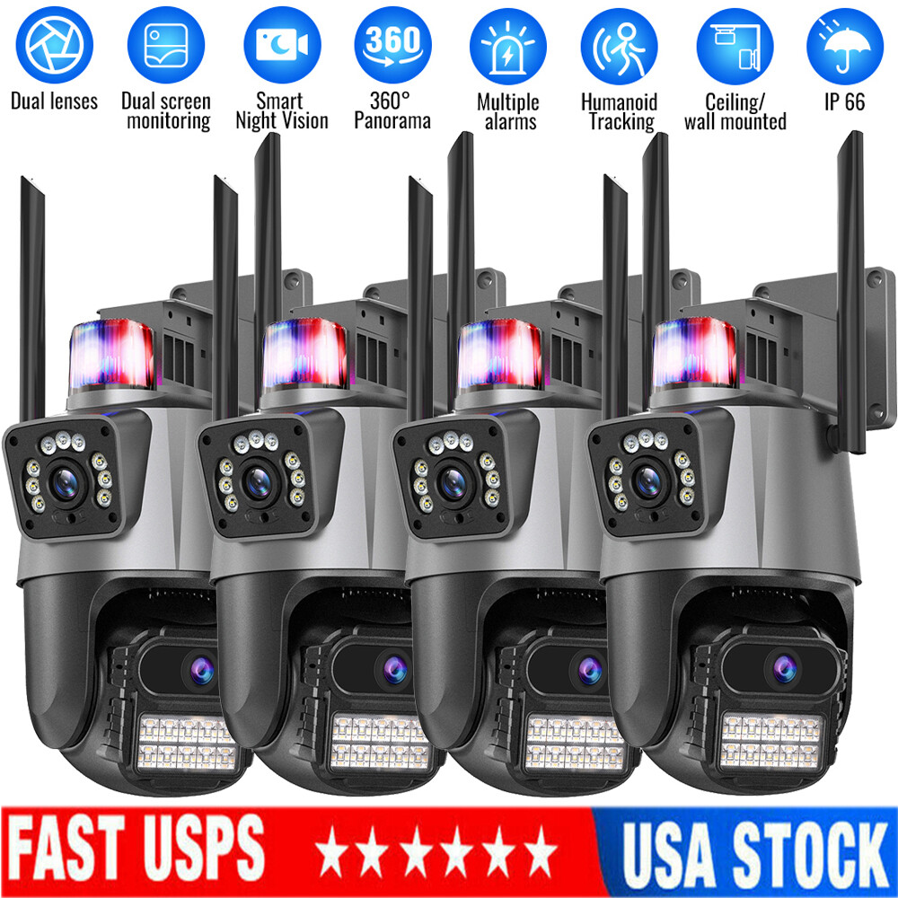4x Camaras De Seguridad Para Exterior 1080P WIFI Inalambrica Con Vision Nocturna