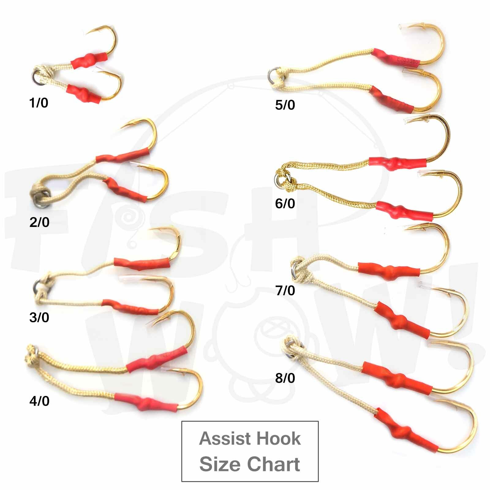 Fish WOW!® 4X gold Assist Hooks 1/0 2/0 3/0 4/0 5/0 6/0 7/0 8/0 hi-carbon lot