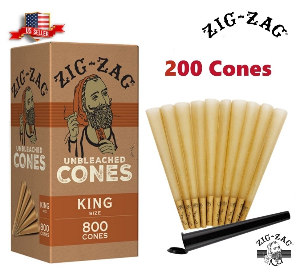 Zig-Zag® Unbleached Paper Cones King Size 200 Pack & Tube