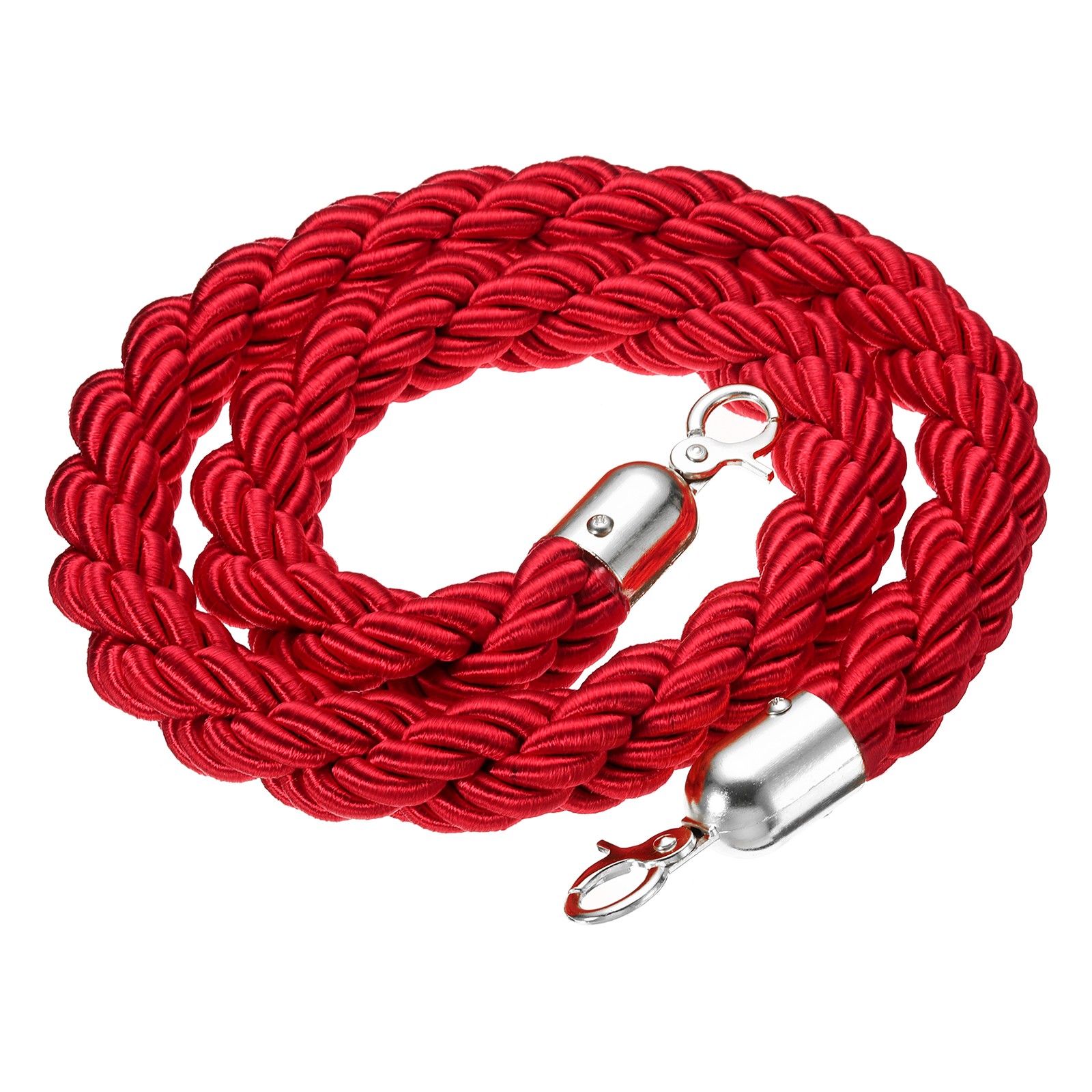 Stanchion Rope, 1.2m/3.9Ft Barrier Rope Twisted Post Ropes, Red Silver