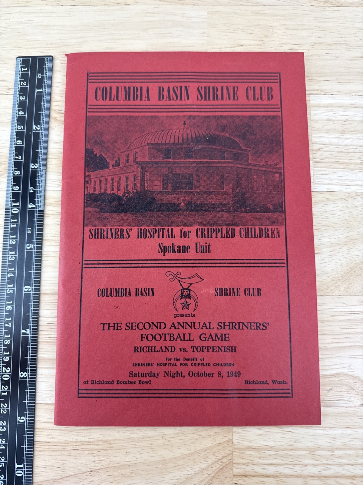 Columbia Basin Shrine Club Richland v Toppenish October 1949 Football Program WA