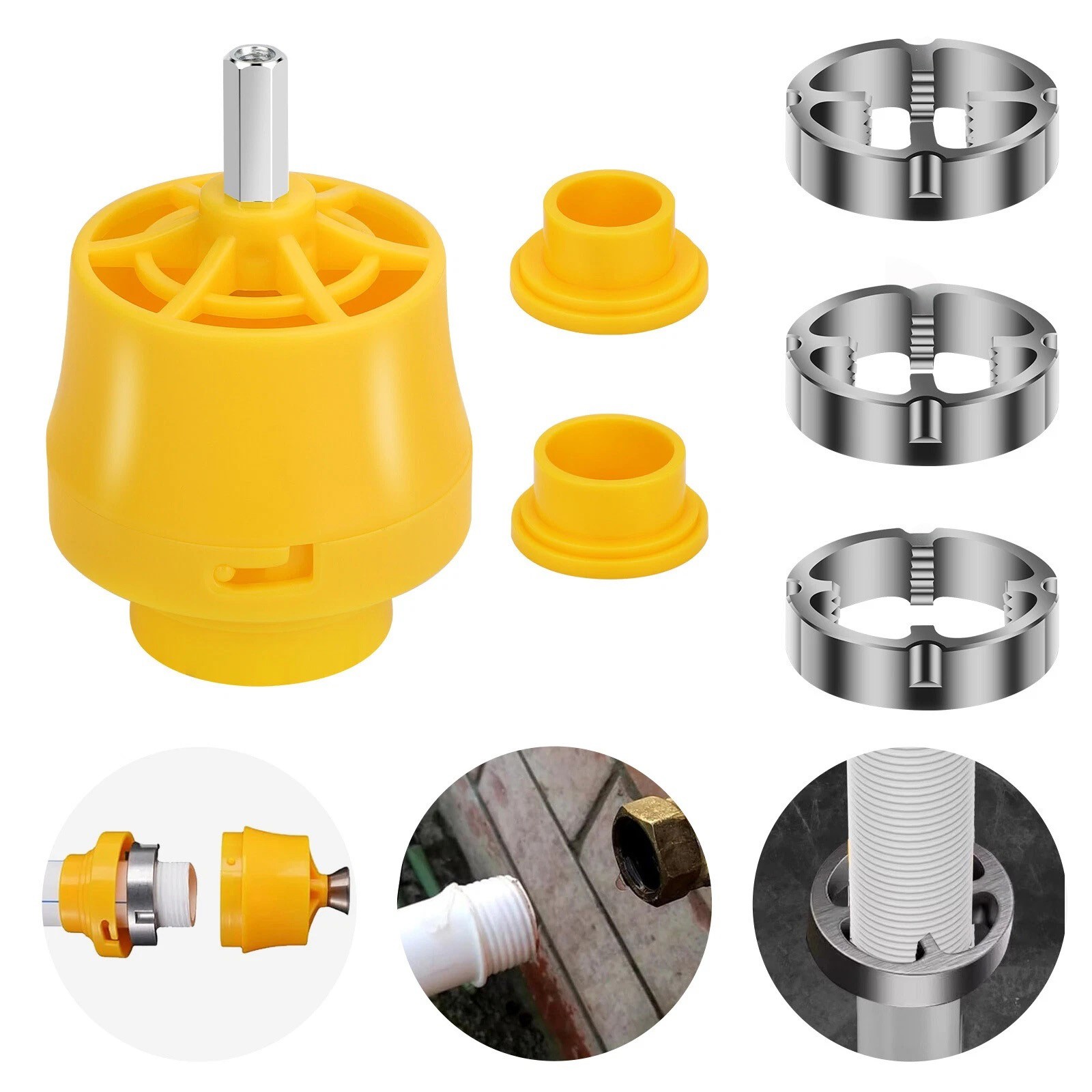 Durable PVC Thread Maker Tool Pipe Threader Plumbing Tool with 3 Dies Electric