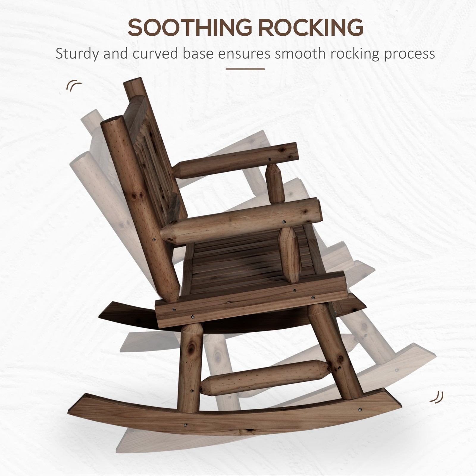 High-Capacity Wooden Rocking Bench, 44in Width 550lb Limit Design