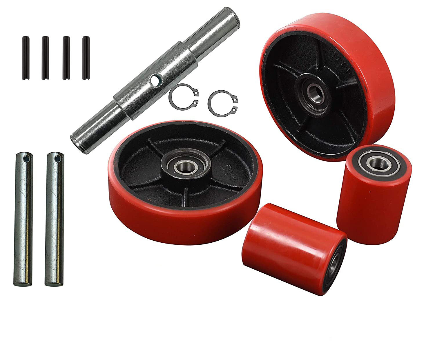 Pallet Jack Lift Truck Steer Load Wheels Replacement Kits Full Set with Bearings