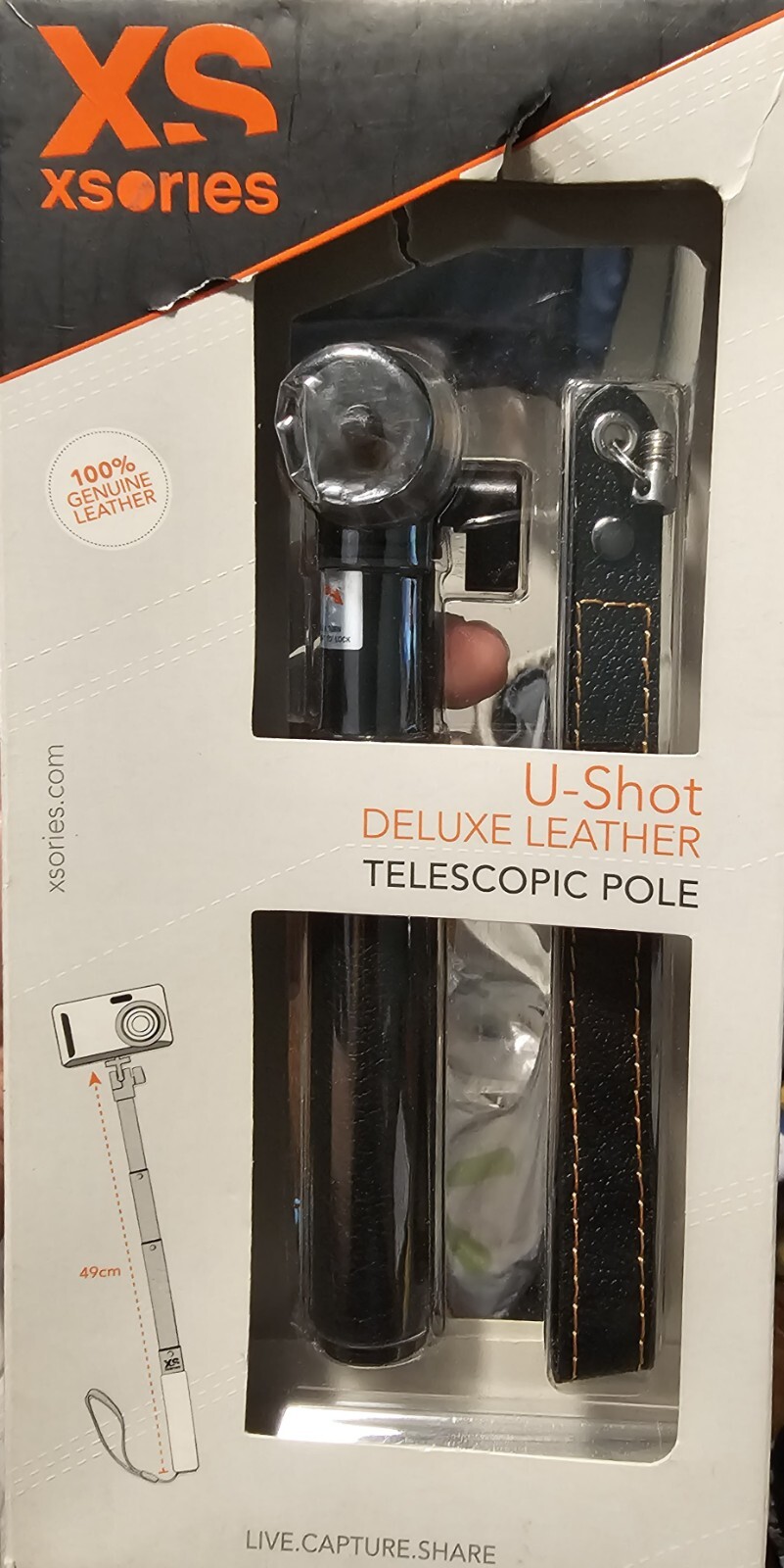 XS XSories U-Shot deluxe leather telescope pole 100% leather 49 cm 19 inch Gopro