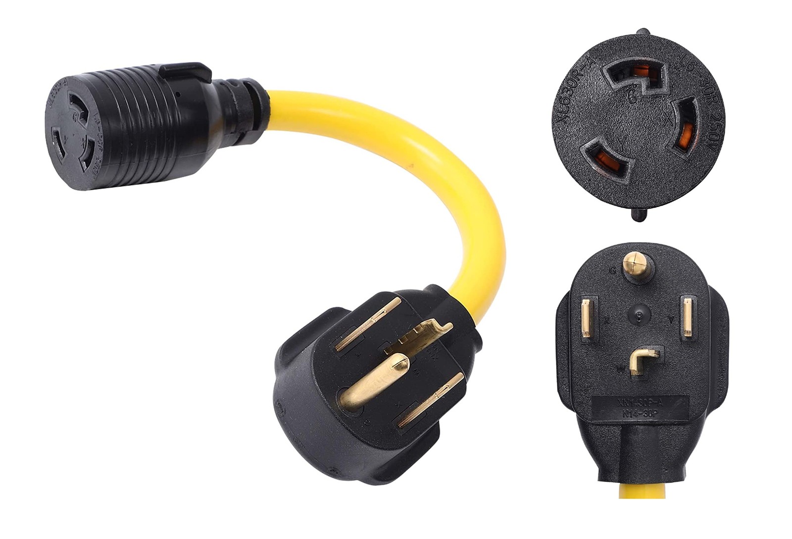 ONETAK NEMA 14-30P to L6-30R ETL Listed 240V 30 Amp 4 Prong Male Plug to Twis...